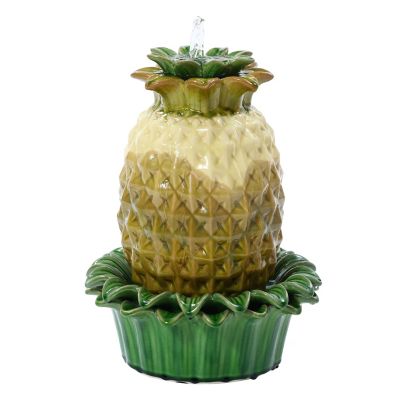 LuxenHome Pineapple Ceramic Indoor Outdoor Tabletop Fountain, WHF1900