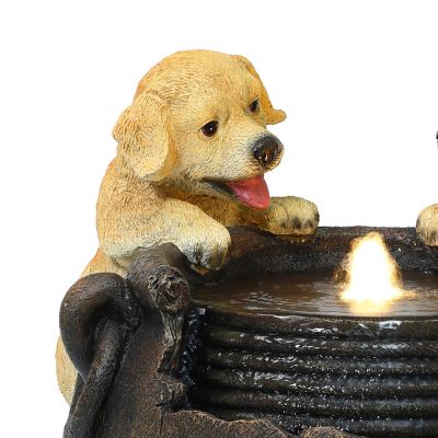 Image showing  Puppy Love Farmhouse Resin Outdoor Fountain with Lights, WHF1950