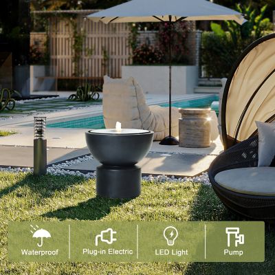 Image showing  Resin Round Bubbler Outdoor Fountain with Lights, WHF1959