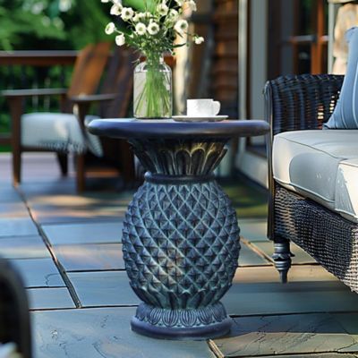 LuxenHome MgO Pineapple Outdoor Side Table