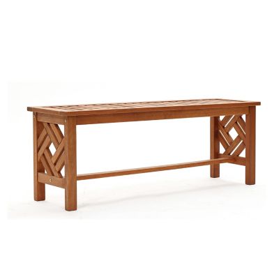 Image showing 5 th LuxenHome Carmel Solid Wood Outdoor Dining Bench