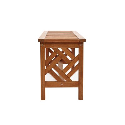 Image showing 6 th LuxenHome Carmel Solid Wood Outdoor Dining Bench