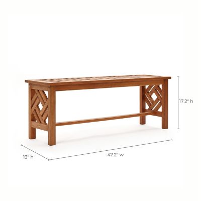 Image showing 9 th LuxenHome Carmel Solid Wood Outdoor Dining Bench