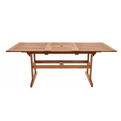 LuxenHome Carmel Solid Wood Extendable Outdoor Dining Table