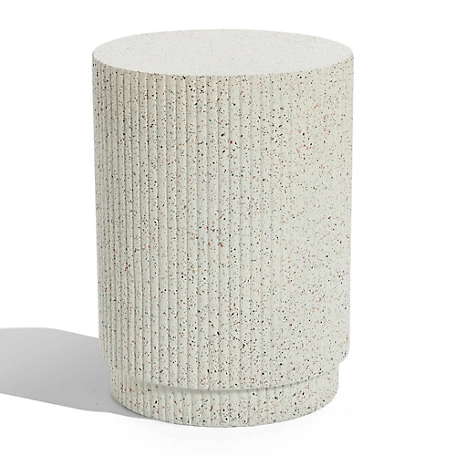 LuxenHome Cement Round Outdoor Side Table