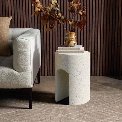 Image showing  Mod Cement Round with U-Shape Outdoor Side Table