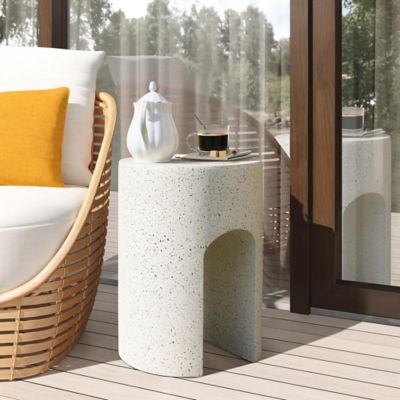 Image showing  Mod Cement Round with U-Shape Outdoor Side Table