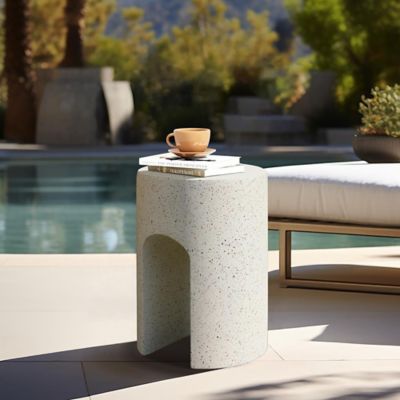 Image showing  Mod Cement Round with U-Shape Outdoor Side Table