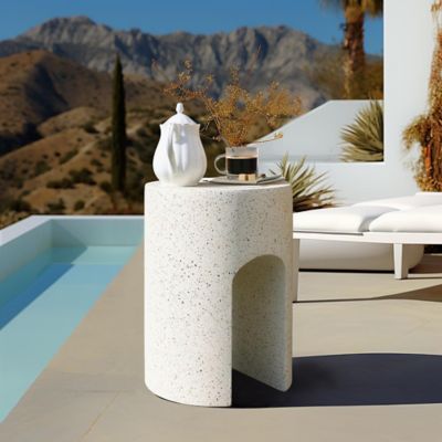Image showing  Mod Cement Round with U-Shape Outdoor Side Table