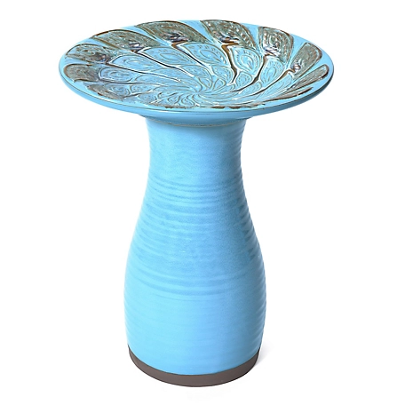 LuxenHome Vintage Spiral Ceramic Birdbath
