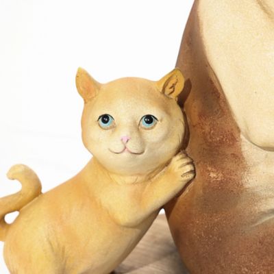 LuxenHome Kitten and Dog with Skateboard Sculpture Resin Statue, Indoor