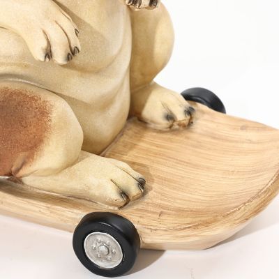 Image showing 7 th LuxenHome Kitten and Dog with Skateboard Sculpture Resin Statue, Indoor and Outdoor