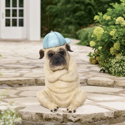 Image showing  Baseball Fan Puppy Dog with Skateboard Sculpture Resin Statue, Indoor and Outdoor