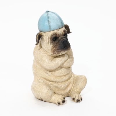 Image showing  Baseball Fan Puppy Dog with Skateboard Sculpture Resin Statue, Indoor and Outdoor