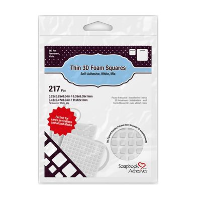 Scrapbook Adhesives 3D Thin Foam Squares 10 Pack - White Mix