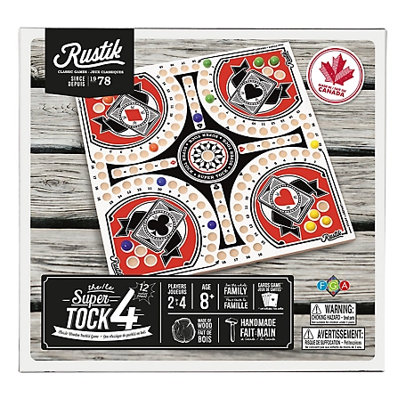 Rustik 4-Player Tock Pachisi Game - 12 in. Board, Strategy Game, Ages 8+, 2-4 Players