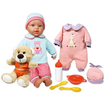 Lissi Baby Doll Billie & Little Bear - 15 in. Blue & Pink, Kids Age 2+