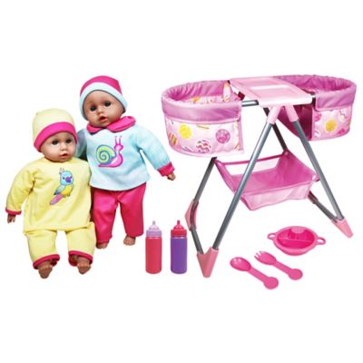 Lissi Twin Highchair & Baby Dolls Set - Pink & Yellow, Kids Ages 2+