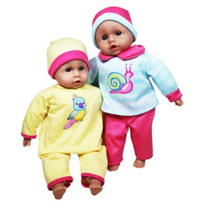 Image showing  Twin Highchair & Baby Dolls Set - Pink & Yellow, Kids Ages 2+