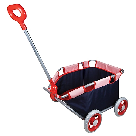 Lissi Doll Pull Cart - Navy & Red - Foldable, Easy Push/Pull, Kids Ages 2+