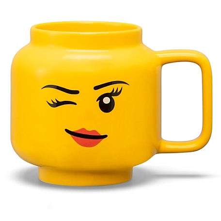 LEGO Ceramic Mug Large - Winking Girl- 17.9 oz. (530 mL), Classic Yellow Minifigures Head
