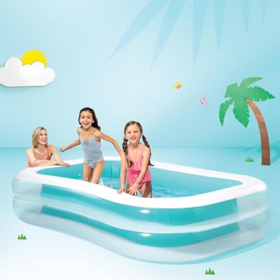 Image showing  Inflatable Swim Center Family Pool - Blue & White - 8.5 ft. x 5.75 ft.
