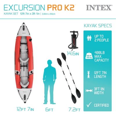 Image showing  Excursion Pro K2 Kayak - 151x37x18 in. Inflatable Set