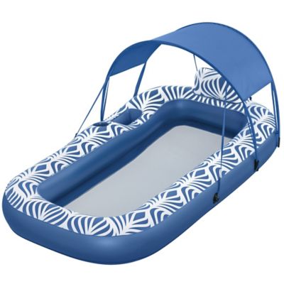 H2OGO! Comfort Plush Shaded Pool Lounge Float 6 ft. 6 in. x 44 in./1.98m x 1.12m