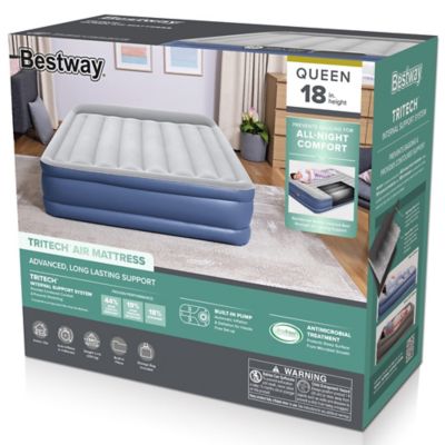 Image showing 1 th Bestway Tritech Air Mattress Queen 18 in. with Built-in AC Pump and Antimicrobial Coating