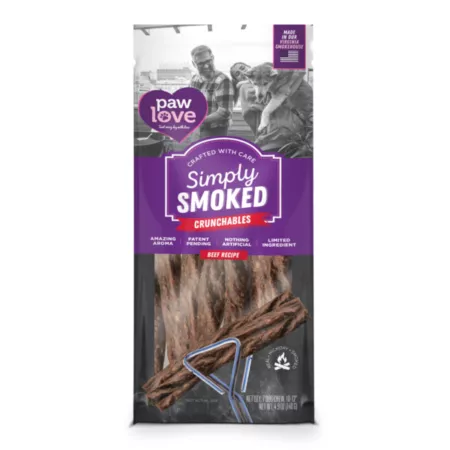 Paw Love Smoked Crunch Sticks Large 7 ct Dog Bones Rawhide & Rawhide Alternative