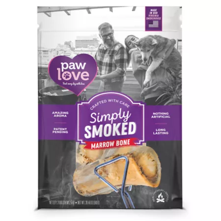 Paw Love Smoked Beef Marrow Bone Large 2 ct Dog Bones Rawhide & Rawhide Alternative