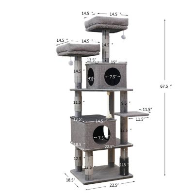 Image showing  67 in. 6-Level Minimalistic Contemporary Cat Tree, Large, Stella