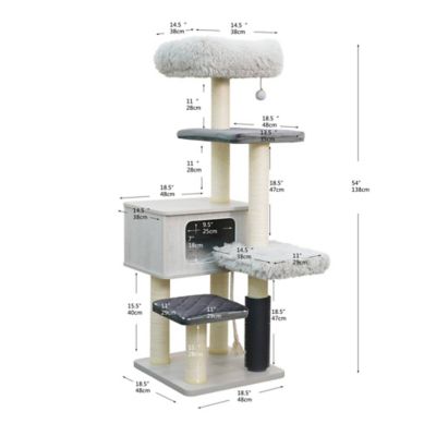 Image showing  Modern Minimalistic Cat Tree - 55 in., 5 Level, Large, Kasio