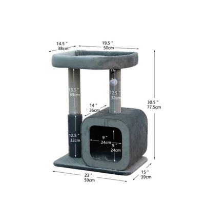 Image showing  30 in. 2-Level Modern Apartment-Sized Cat Tree, Large, Eclipse