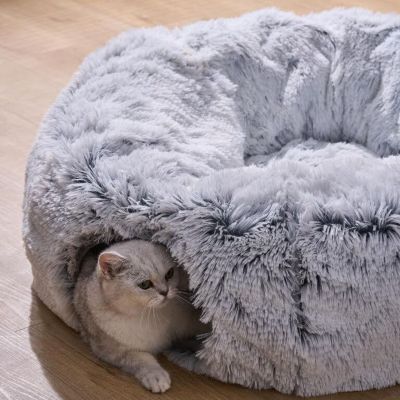 Image showing  Faux Fur Customizable Cat Tunnel - 10 in. H, DIY, Medium, Khione