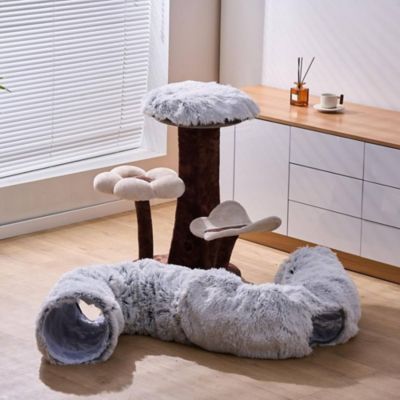 Image showing  Faux Fur Customizable Cat Tunnel - 10 in. H, DIY, Medium, Khione