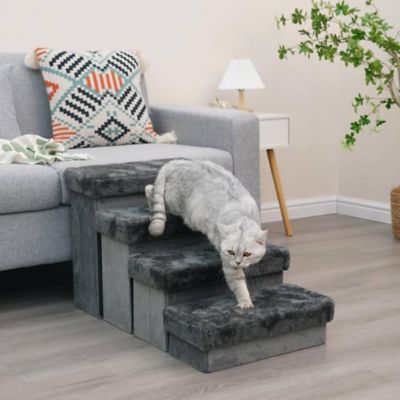 Image showing  4-Step Mobility Aid Pet Stairs for Medium-Size Senior Dogs, 17 in., Charcoal
