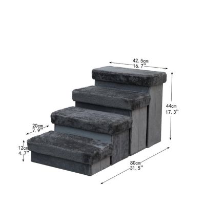 Image showing  4-Step Mobility Aid Pet Stairs for Medium-Size Senior Dogs, 17 in., Charcoal