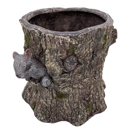 Esschert Design 3 Quart Sustainable MGO Squirrel in Faux Wood Planter Planters