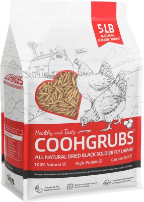 COOHGRUBS Premium Grade Dried Black Soldier Fly Larvae Chicken Treats, Tasty and Healthy Snacks for Hens Ducks, 5 lb.