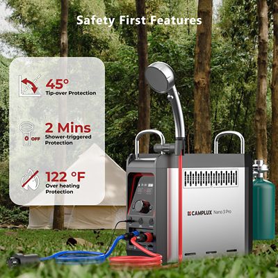 Image showing 5 th Camplux Portable Propane Water Heater 0.8 GPM 20,500 BTU