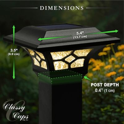 Image showing 7 th Classy Caps 20-Lumen Kingston Black Solar Post Cap