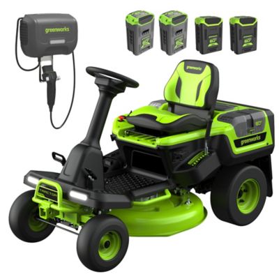 Greenworks 60V 30-in. CrossoverT Electric Battery Riding Lawn Mower with (2) 8.0Ah, (2) 4.0Ah Batteries & 600-Watt Charger