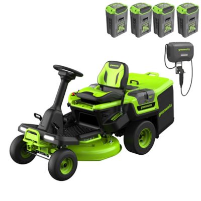 Greenworks 60V 30-in. CrossoverT Electric Battery Riding Lawn Mower with (2) 8.0Ah, (2) 4.0Ah Batteries & 600-Watt Charger