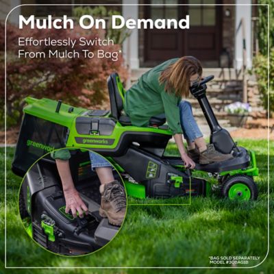 Image showing 5 th Greenworks CrossoverT 30 in. 60V Cordless Electric Riding Lawn Mower, Battery and Charger Included