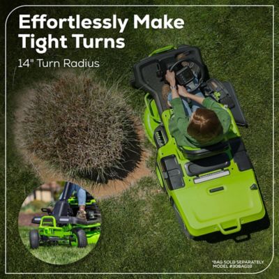 Image showing 9 th Greenworks CrossoverT 30 in. 60V Cordless Electric Riding Lawn Mower, Battery and Charger Included