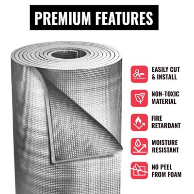 Image showing  Heavy Duty 8 in. x 75 ft. 3mm Thick Reflective Insulation Roll for Soundproofing Thermal Shield Use