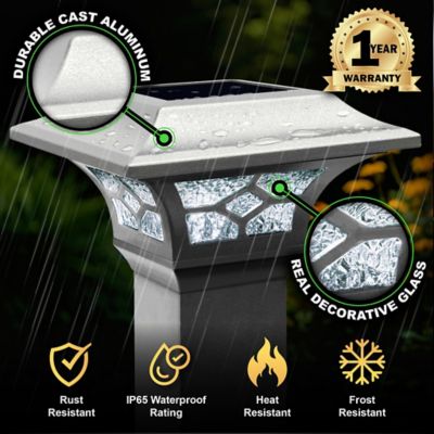 Image showing 5 th Classy Caps Kingston White Solar Post Cap