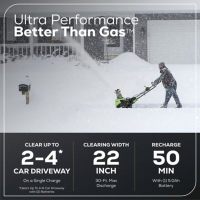 Image showing  22 in. 60V Single-Stage Cordless Snow Blower, Battery and Charger Included