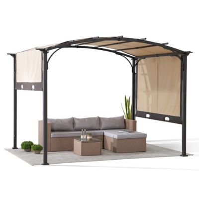 Sunjoy 9.5 x 11 ft Steel Arched Pergola with 2-Tone Adjustable Shade